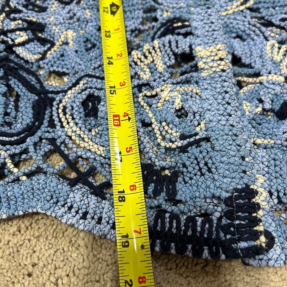 Y2K Per Se Womens Open Knit Crochet Cardigan S Boho Artsy Embroidered 3/4 Sleeve - Picture 3 of 5